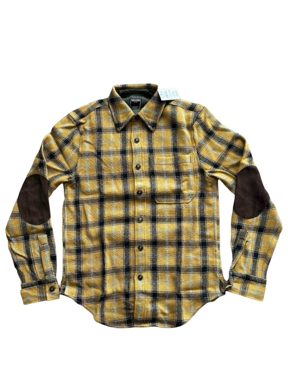 Todd Snyder Mustard Plaid Wool Shirt Jacket Suede Patch XS NWT